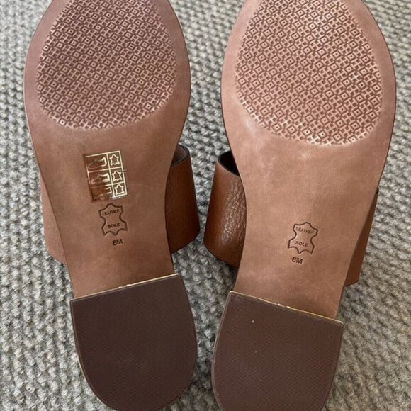 BRAND NEW Tory Burch sz 6.5 Patos Disk Leather Sandal Mou Brown / Gold - Picture 6 of 6